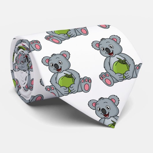 Cute koala en Coconut cartoon illustratie Stropdas (Opgerold)