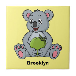Cute koala en Coconut cartoon illustratie Tegeltje
