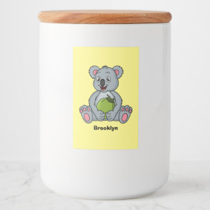 Cute koala en Coconut cartoon illustratie Voedselcontainer Etiket
