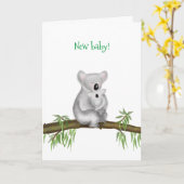 Cute koala et joey nouvelle carte bébé (Fleur jaune)
