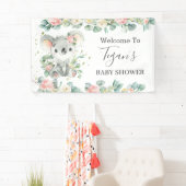 Cute Koala Eucalyptus Floral Welcome Backdrop Spandoek (Insitu)
