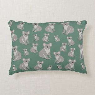 Cute Koala Eucalyptus Green Pattern Accent Kussen