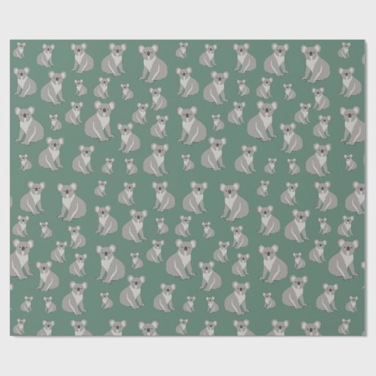 Cute Koala Eucalyptus Green Pattern Cadeaupapier (Vlak)