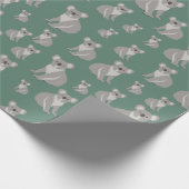 Cute Koala Eucalyptus Green Pattern Cadeaupapier (Hoek)