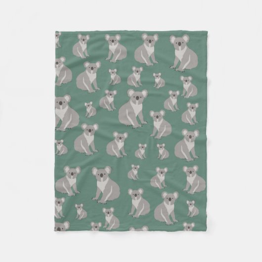 Cute Koala Eucalyptus Green Pattern Fleece Deken (Voorkant)