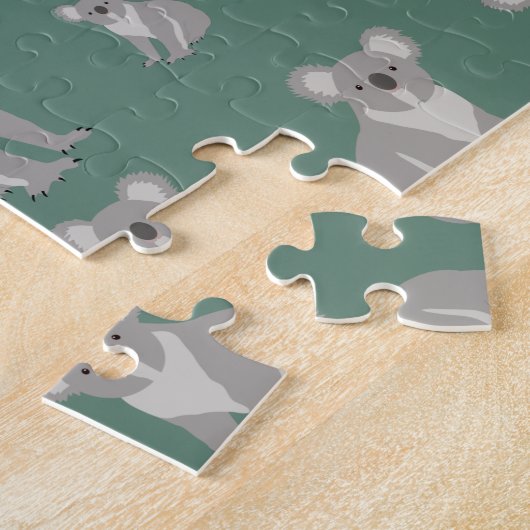 Cute Koala Eucalyptus Green Pattern Legpuzzel (Zijkant)