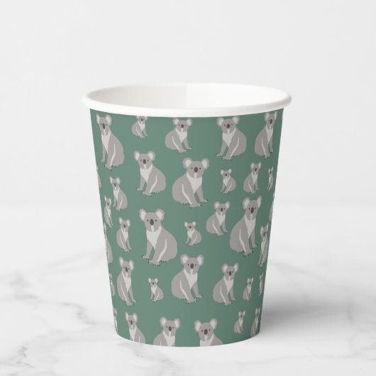 Cute Koala Eucalyptus Green Pattern Papieren Bekers (Links)