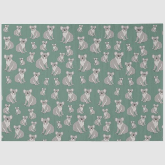 Cute Koala Eucalyptus Green Pattern Tissuepapier (Voorkant)