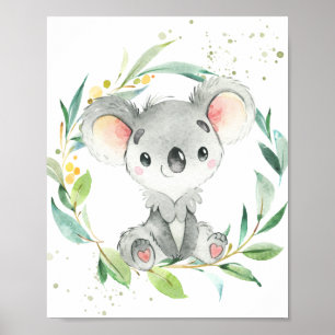 Cute Koala Eucalyptus Greenery Kinder Wall Art Poster