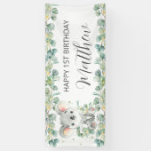 Cute Koala Eucalyptus Greenery Welcome Backdrop  Spandoek (Verticaal)