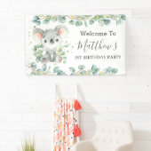 Cute Koala Eucalyptus Greenery Welkomstachtergrond Spandoek (Insitu)