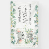 Cute Koala Eucalyptus Greenery Welkomstachtergrond Spandoek (Verticaal)