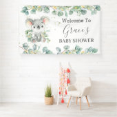 Cute Koala Eucalyptus Greenery Welkomstachtergrond Spandoek (Insitu)
