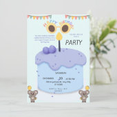 Cute Koala First Birthday Invitation - Customizabl (Debout devant)