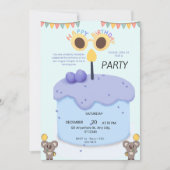 Cute Koala First Birthday Invitation - Customizabl Kaart (Voorkant)