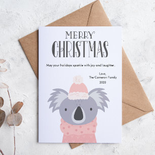 Cute Koala Geruite Huisdier Liefhebber Kerst Plat Feestdagenkaart