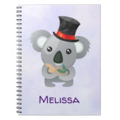 Cute Koala in een Black Top Hat Custom Notitieboek (Voorkant)