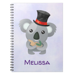 Cute Koala in een Black Top Hat Custom Notitieboek
