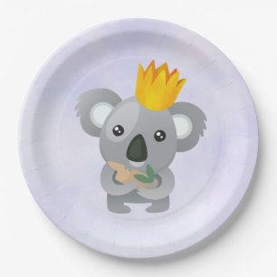 Cute Koala in een Golden Crown Papieren Bordje