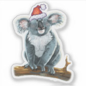 Cute Koala in een Santa Hat Sticker (Voorkant)
