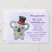 Cute Koala in een Zwarte Hoed Verjaardagsfeestje Kaart (Voorkant)