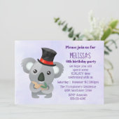 Cute Koala in een Zwarte Hoed Verjaardagsfeestje Kaart (Staand voorkant)