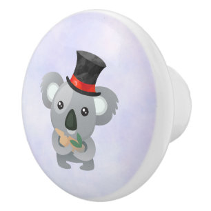 Cute Koala in een zwarte top-hoed Keramische Knop