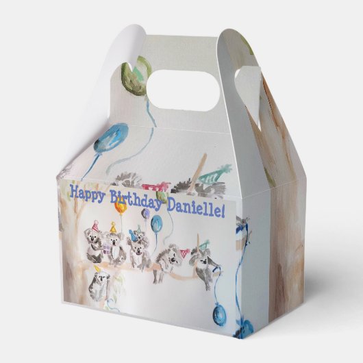 Cute Koala Koalas Girls Birthday Cake Favor Box Bedankdoosjes (Voorkant Zijde)