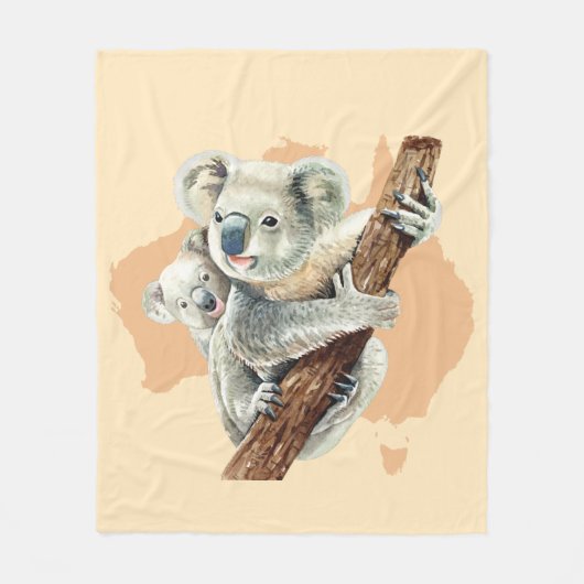 Cute Koala Mam en Baby Fleece Deken (Voorkant)