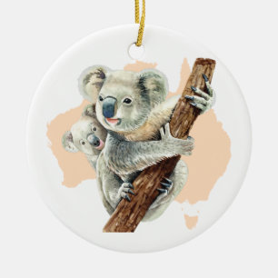Cute Koala Mam en Baby Keramisch Ornament