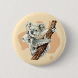 Cute Koala Mam en Baby Ronde Button 5,7 Cm