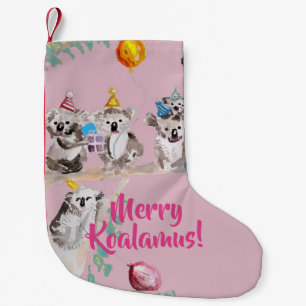 Cute Koala Merry Koalamus Roze kerststop Kleine Kerstsok