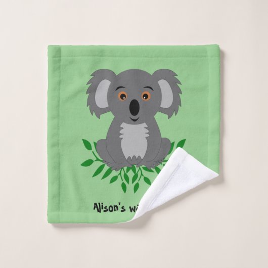 Cute koala met eucalyptus kinder washandje (Wasdoekje)