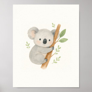 Cute Koala Muurkunst – Waterverf Baby Koala Poster