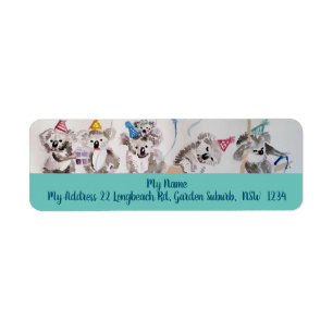 Cute Koala Party Waterverf Return Address Labels