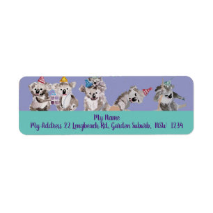 Cute Koala Party Waterverf Return Address Labels