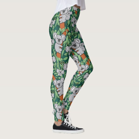 Cute Koala Pattern Hunter Green Leggings (Rechts)