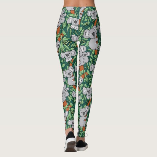 Cute Koala Pattern Hunter Green Leggings (Achterkant)
