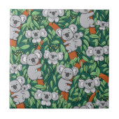 Cute Koala Pattern Hunter Green Tegeltje (Voorkant)