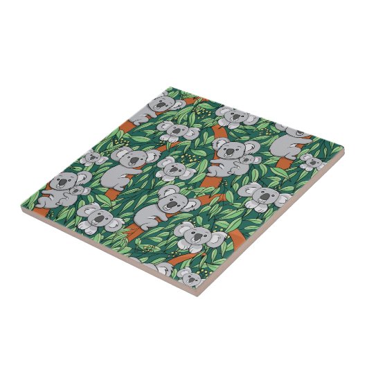 Cute Koala Pattern Hunter Green Tegeltje (Zijkant)