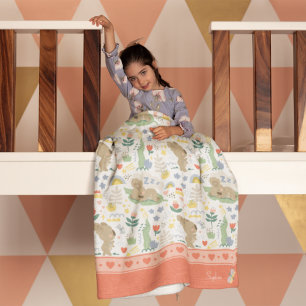 Cute Koala Pattern met Little Girl Name op Pink Fleece Deken