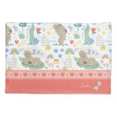 Cute Koala Pattern met Little Girl Name op Pink Kussensloop (Achterkant)