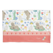 Cute Koala Pattern met Little Girl Name op Pink Kussensloop (Voorkant)