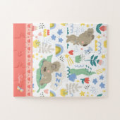 Cute Koala Pattern met Little Girl Name op Pink Legpuzzel (Horizontaal)
