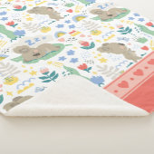 Cute Koala Pattern met Little Girl Name op Pink Sherpa Deken (3/4)