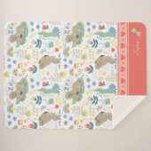 Cute Koala Pattern met Little Girl Name op Pink Sherpa Deken (Voorkant (horizontaal))