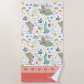Cute Koala Pattern met Little Girl Name op Pink Strandlaken (Voorkant)