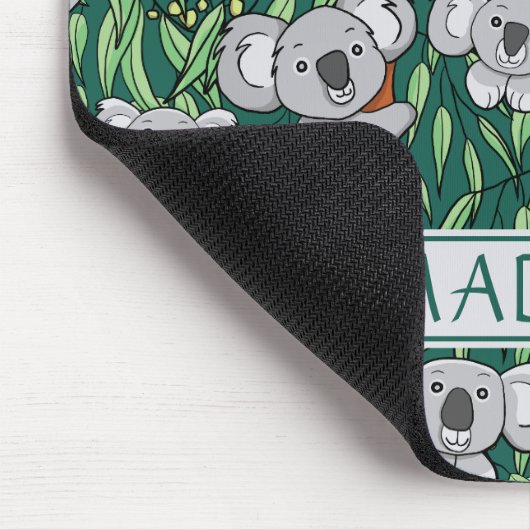 Cute Koala Pattern Personalized Dark Green Muismat (Hoek)