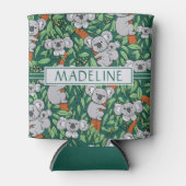 Cute Koala Pattern Personalized Hunter Green Blikjeskoeler (Voorkant)