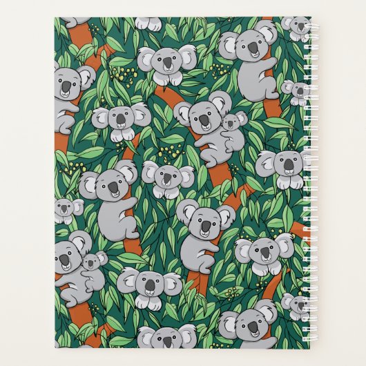 Cute Koala Pattern Personalized Hunter Green Planner (Achterkant)
